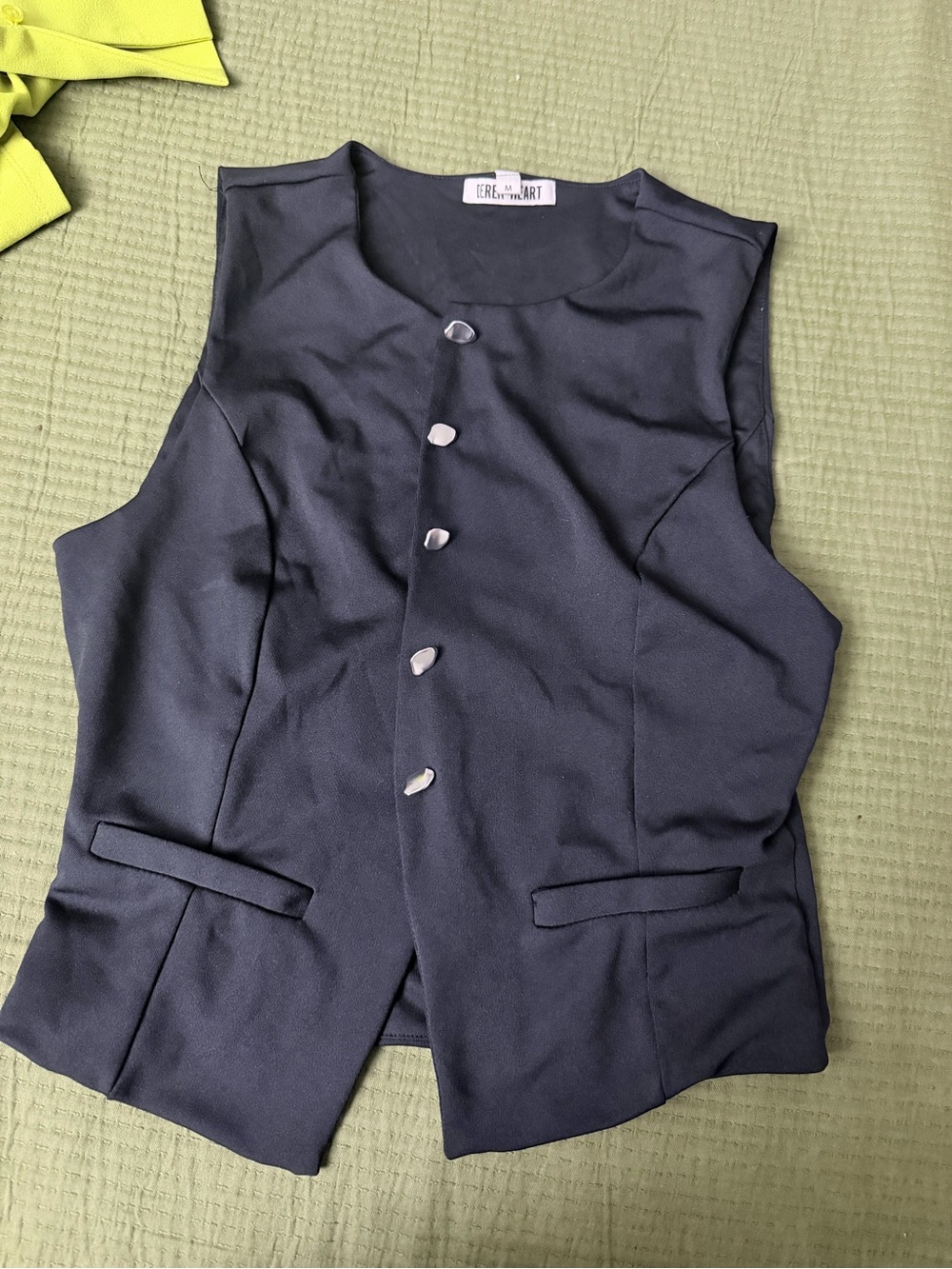 10 Crosby Derek Lam Navy Button-Front Sleeveless Vest